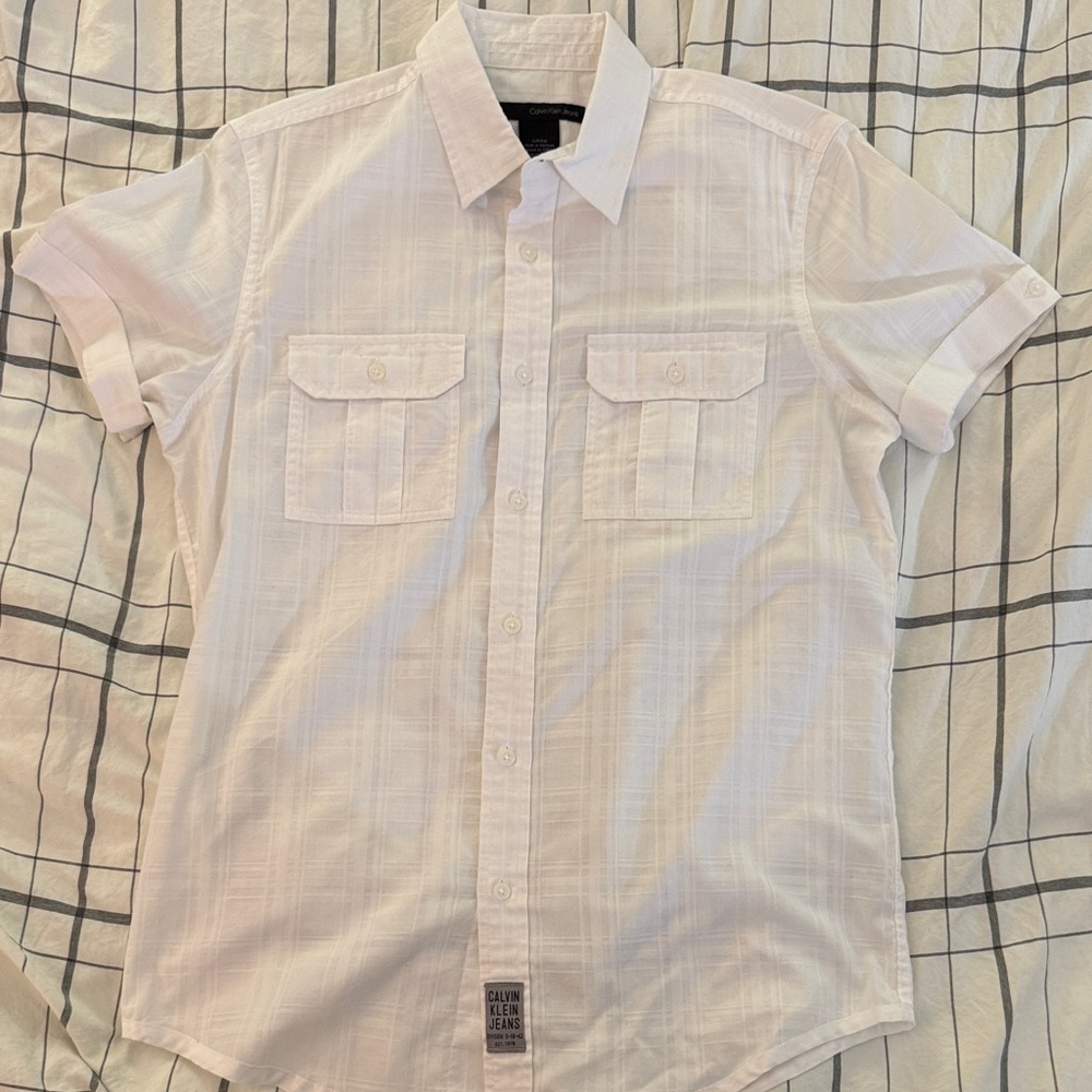 Calvin Klein Men's Casual White Button Down Shirt